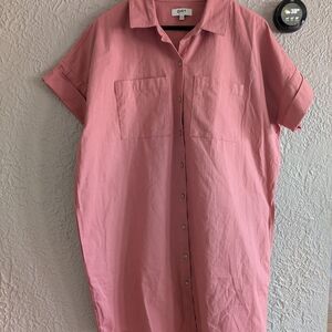 OAT Pink Button-Up Shirt Dress